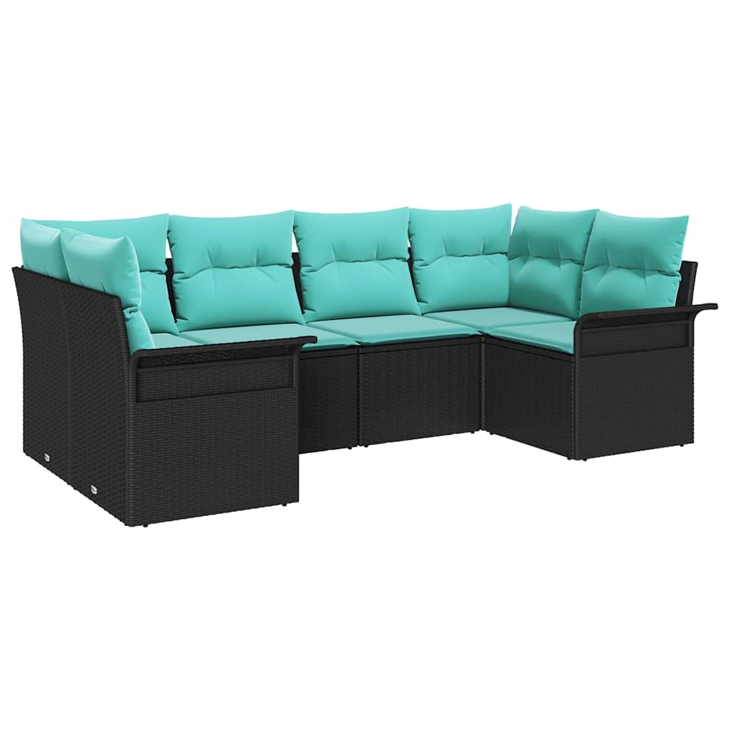 Set Divano da Giardino con archiviazione 6 pcs Nero Poly Rattan | homemem39