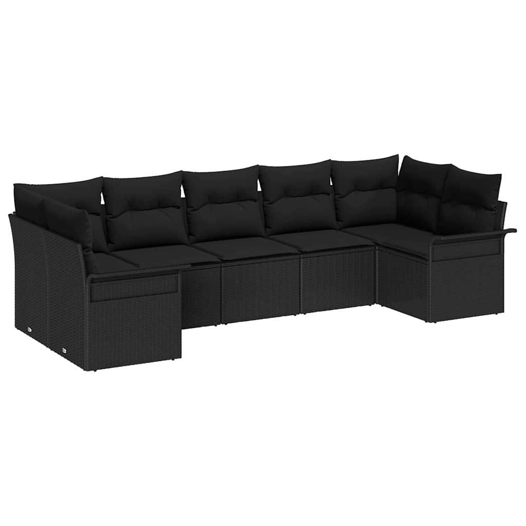 Set Divano da Giardino con archiviazione 7 pcs Nero Poly Rattan | homemem39