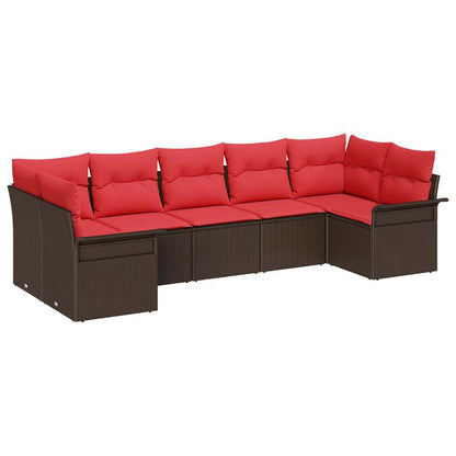 Set Divano da Giardino 7 pcs Marrone Poly Rattan | homemem39