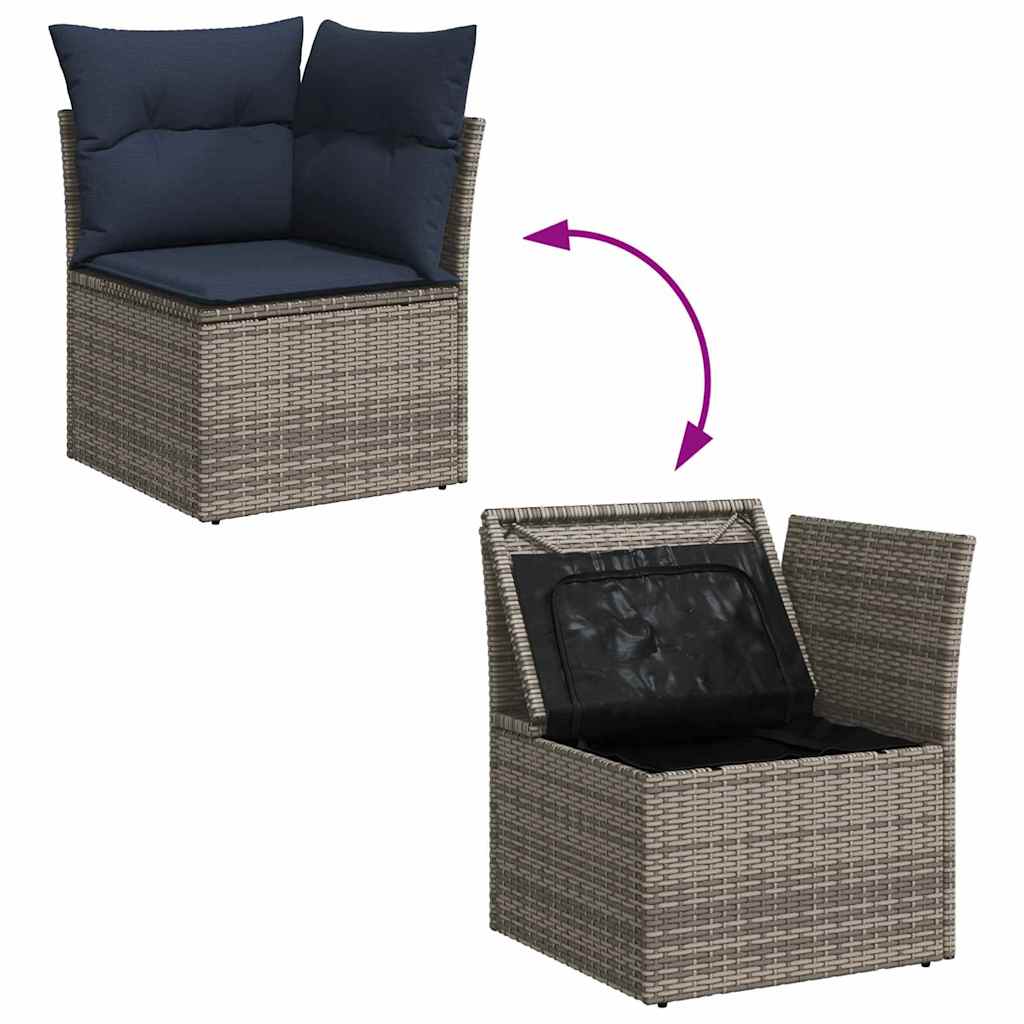 Set Divano da Giardino 7 pcs Grigio Poly Rattan | homemem39