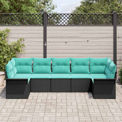 Set Divano da Giardino con archiviazione 7 pcs Nero Poly Rattan | homemem39