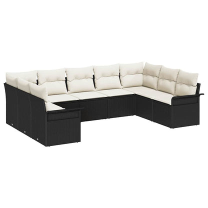 Set Divano da Giardino con archiviazione 9 pcs Nero polyrattan | homemem39