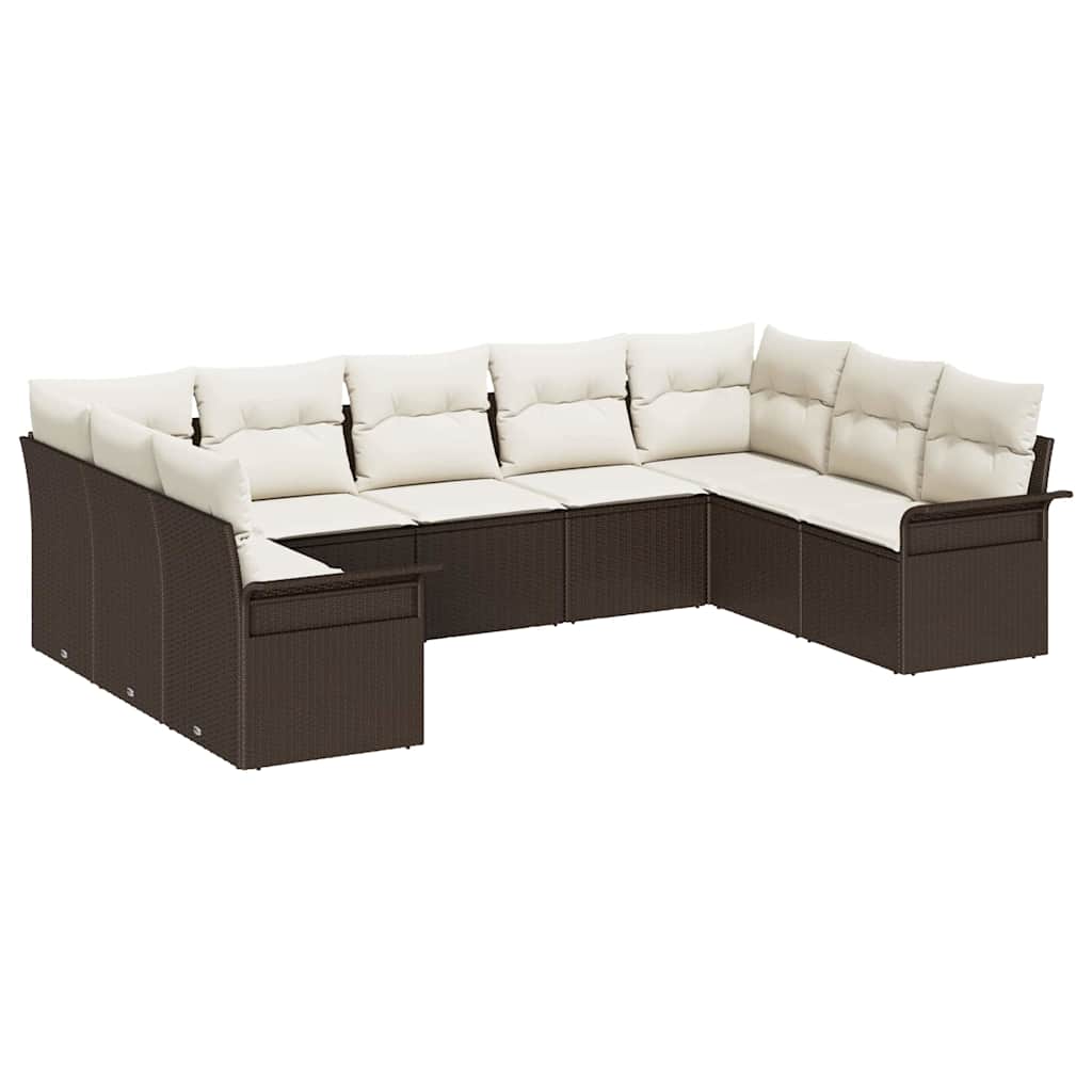 Set Divano da Giardino 9 pcs Marrone polyrattan | homemem39