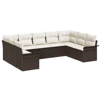 Set Divano da Giardino 9 pcs Marrone polyrattan | homemem39