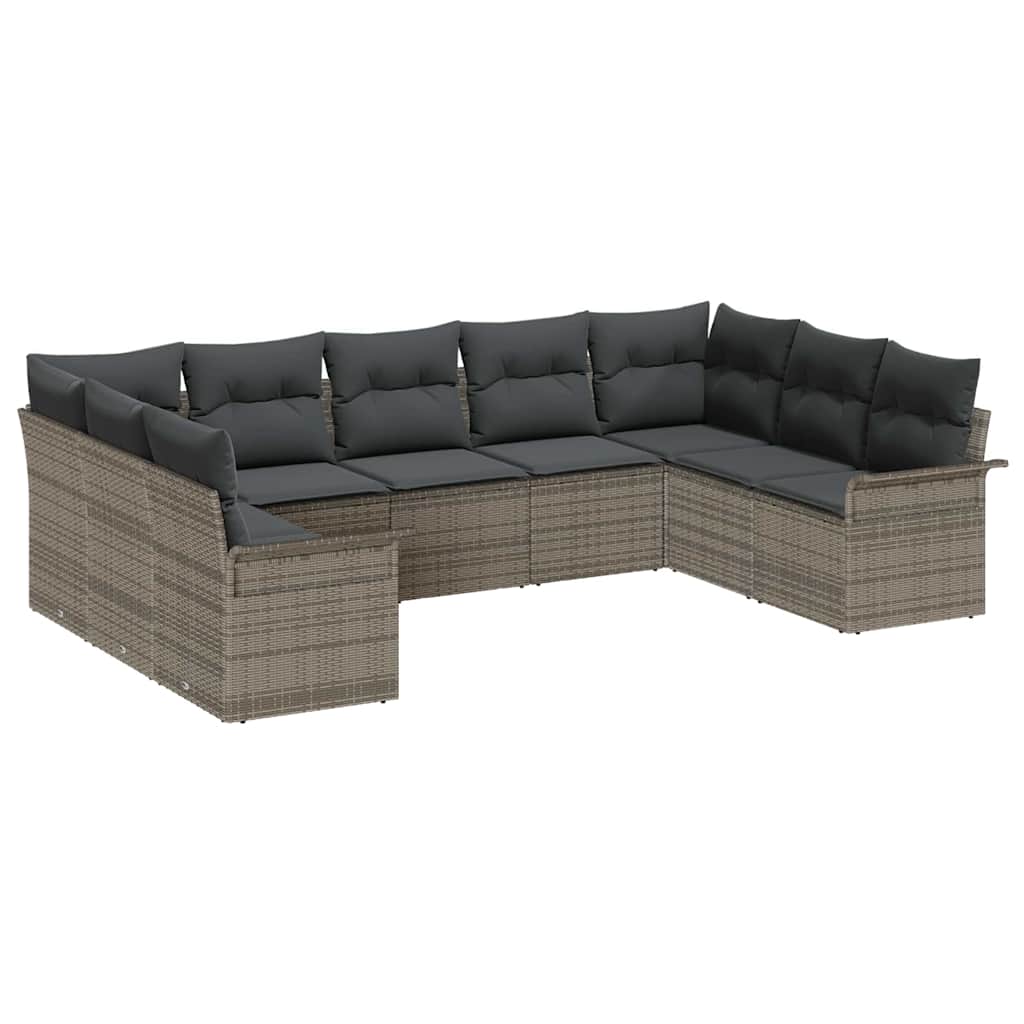 Set Divano da Giardino 9 pcs Grigio polyrattan | homemem39