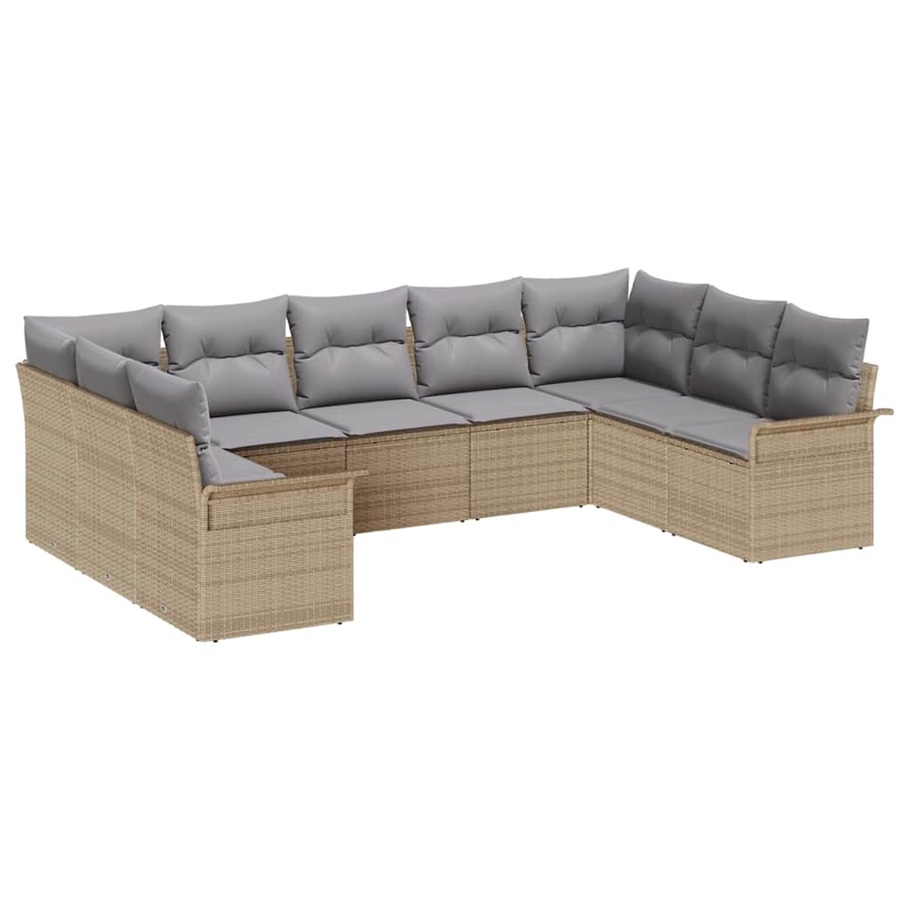 Set Divano da Giardino con archiviazione 9 pcs Beige polyrattan | homemem39