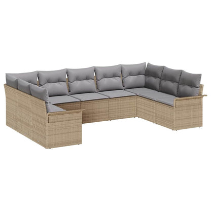 Set Divano da Giardino con archiviazione 9 pcs Beige polyrattan | homemem39