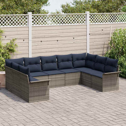 Set Divano da Giardino 9 pcs Grigio chiaro polyrattan | homemem39