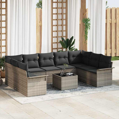 Set Divano da Giardino con archiviazione 10 pcs Nero polyrattan | homemem39