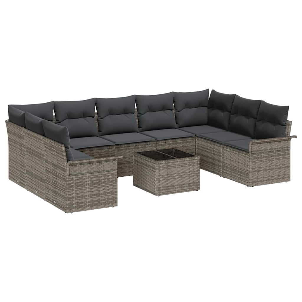 Set Divano da Giardino con archiviazione 10 pcs Nero polyrattan | homemem39