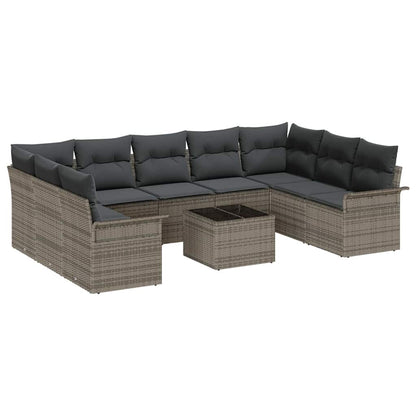 Set Divano da Giardino con archiviazione 10 pcs Nero polyrattan | homemem39