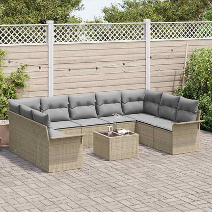 Set Divano da Giardino con archiviazione 10 pcs Nero polyrattan | homemem39