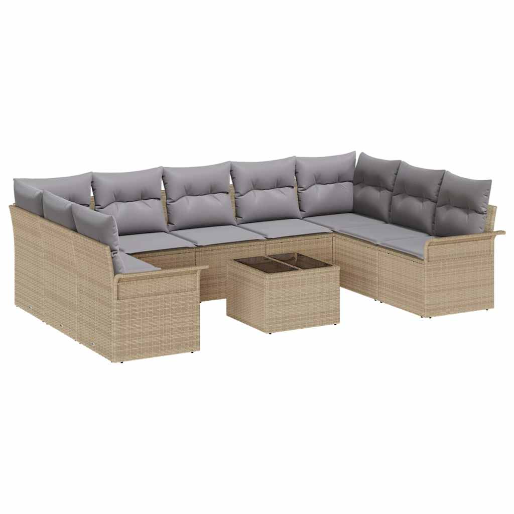 Set Divano da Giardino con archiviazione 10 pcs Nero polyrattan | homemem39