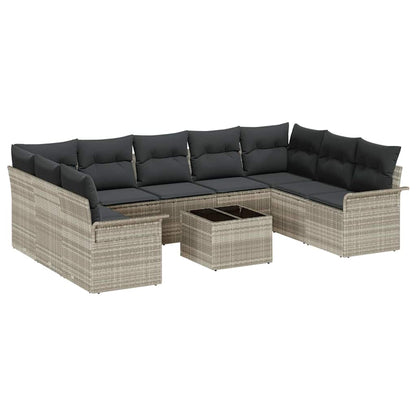 Set Divano da Giardino 10 pcs Grigio polyrattan | homemem39