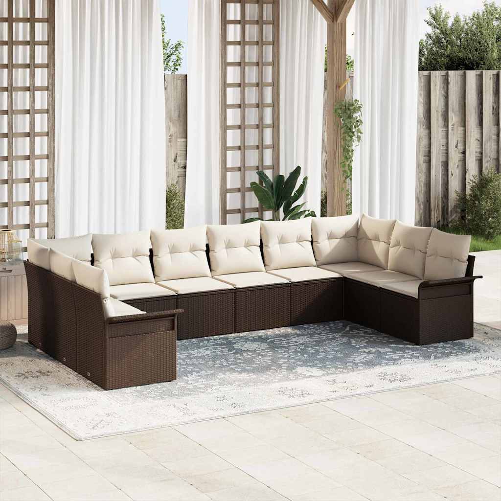 Set Divano da Giardino 10 pcs Marrone polyrattan | homemem39