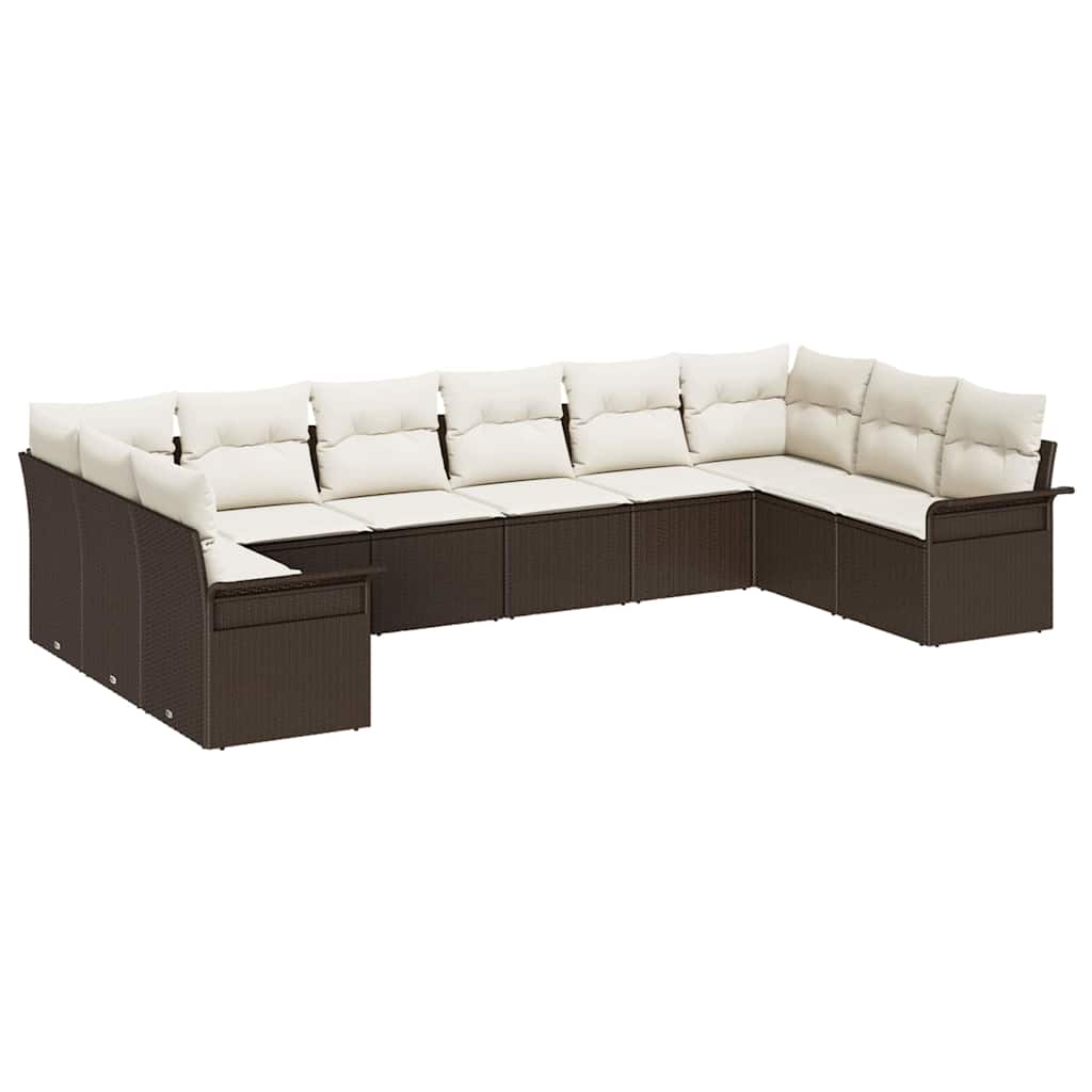Set Divano da Giardino 10 pcs Marrone polyrattan | homemem39