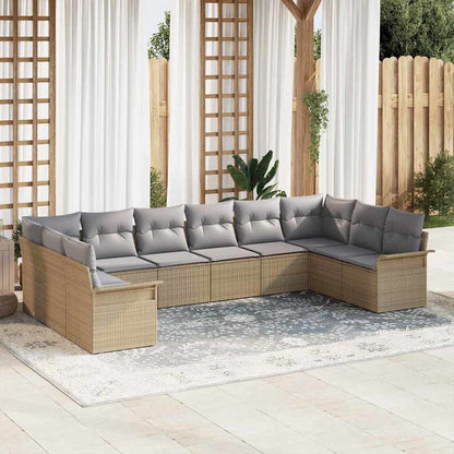 Set Divano da Giardino 10 pcs Beige polyrattan | homemem39