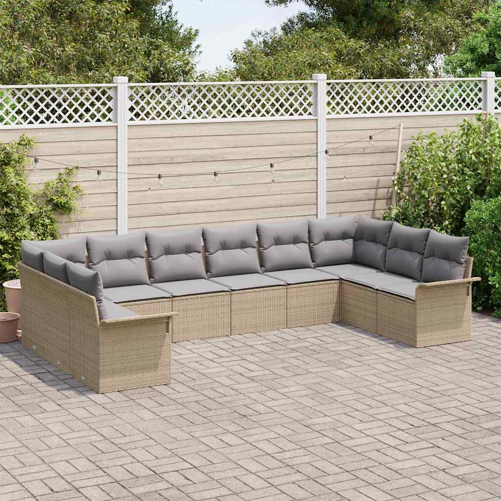 Set Divano da Giardino 10 pcs Beige polyrattan | homemem39
