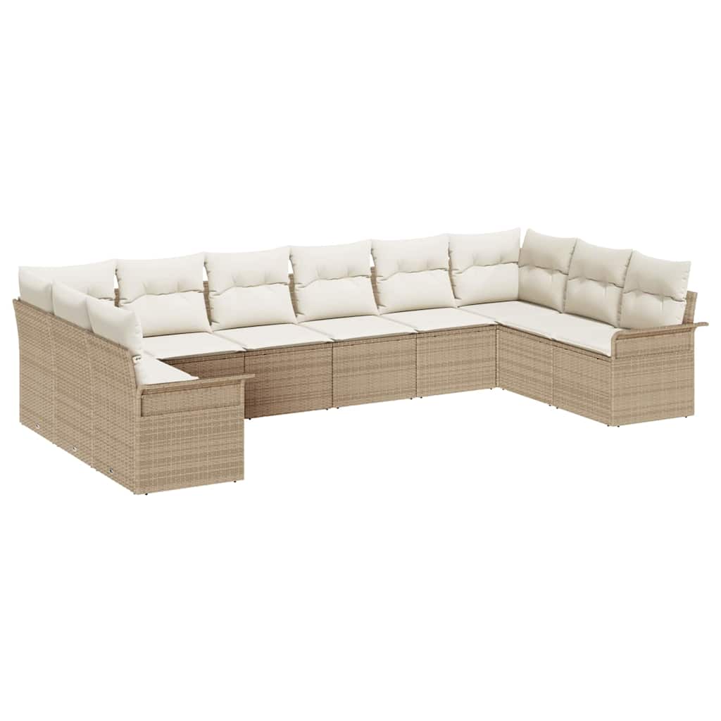 Set Divano da Giardino 10 pcs Beige polyrattan | homemem39