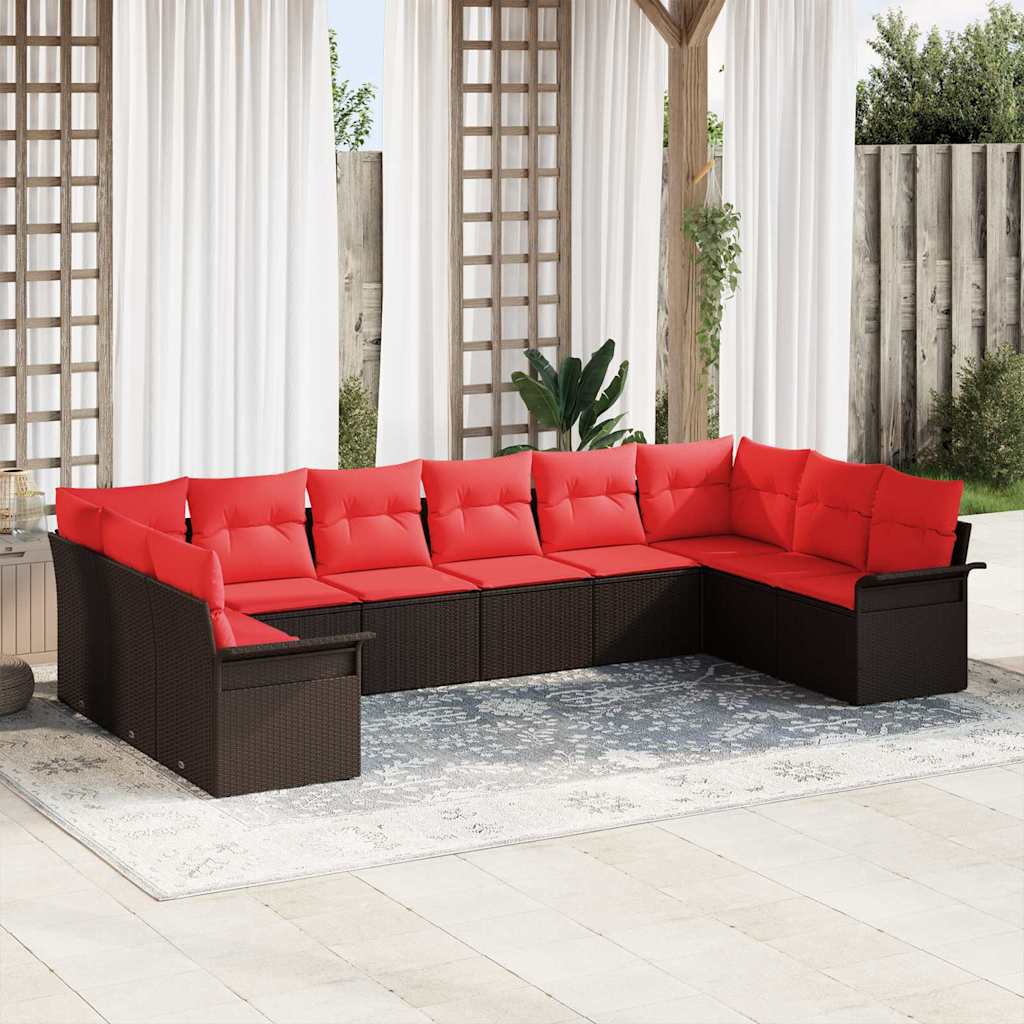 Set Divano da Giardino 10 pcs Beige polyrattan | homemem39
