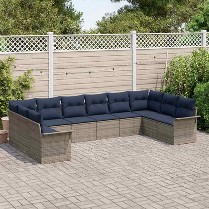 Set Divano da Giardino 10 pcs Grigio chiaro polyrattan | homemem39