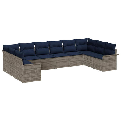 Set Divano da Giardino 10 pcs Grigio chiaro polyrattan | homemem39