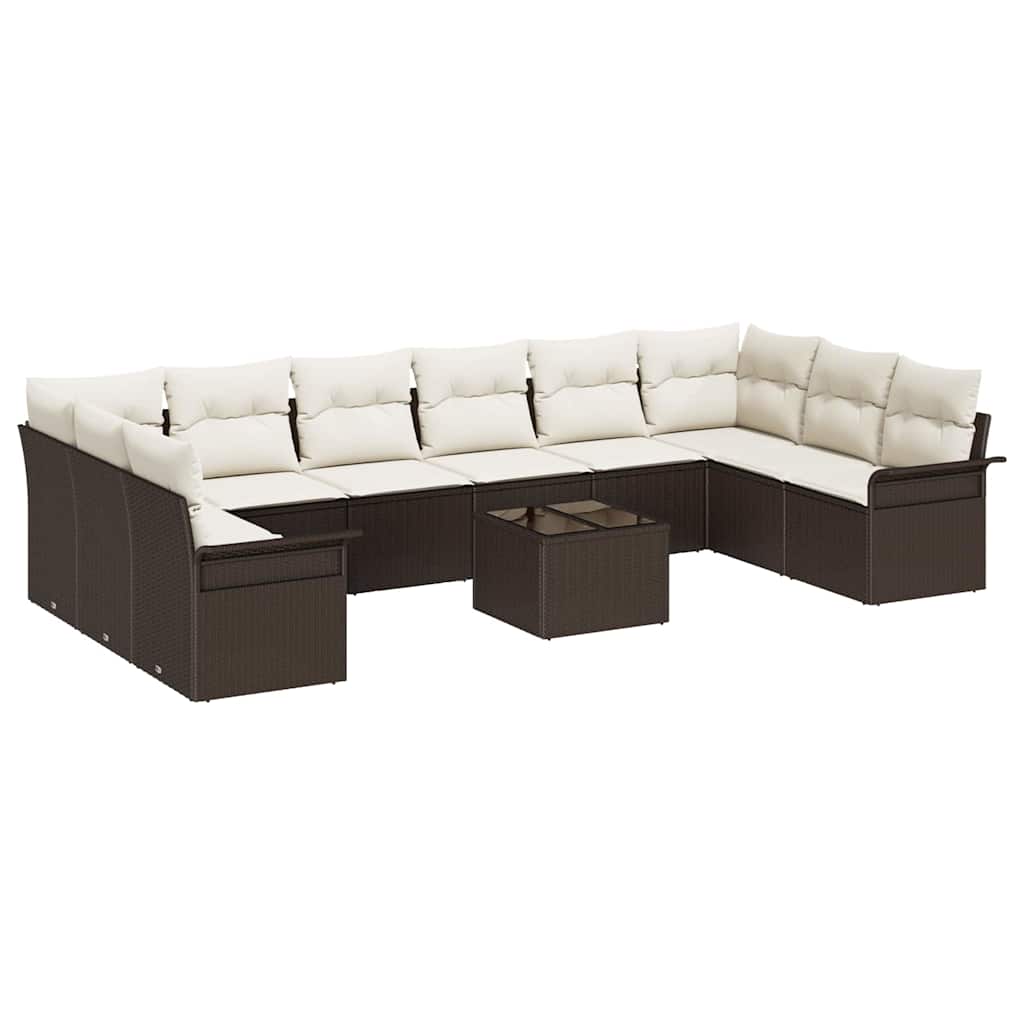 Set Divano da Giardino 11 pcs Grigio polyrattan | homemem39