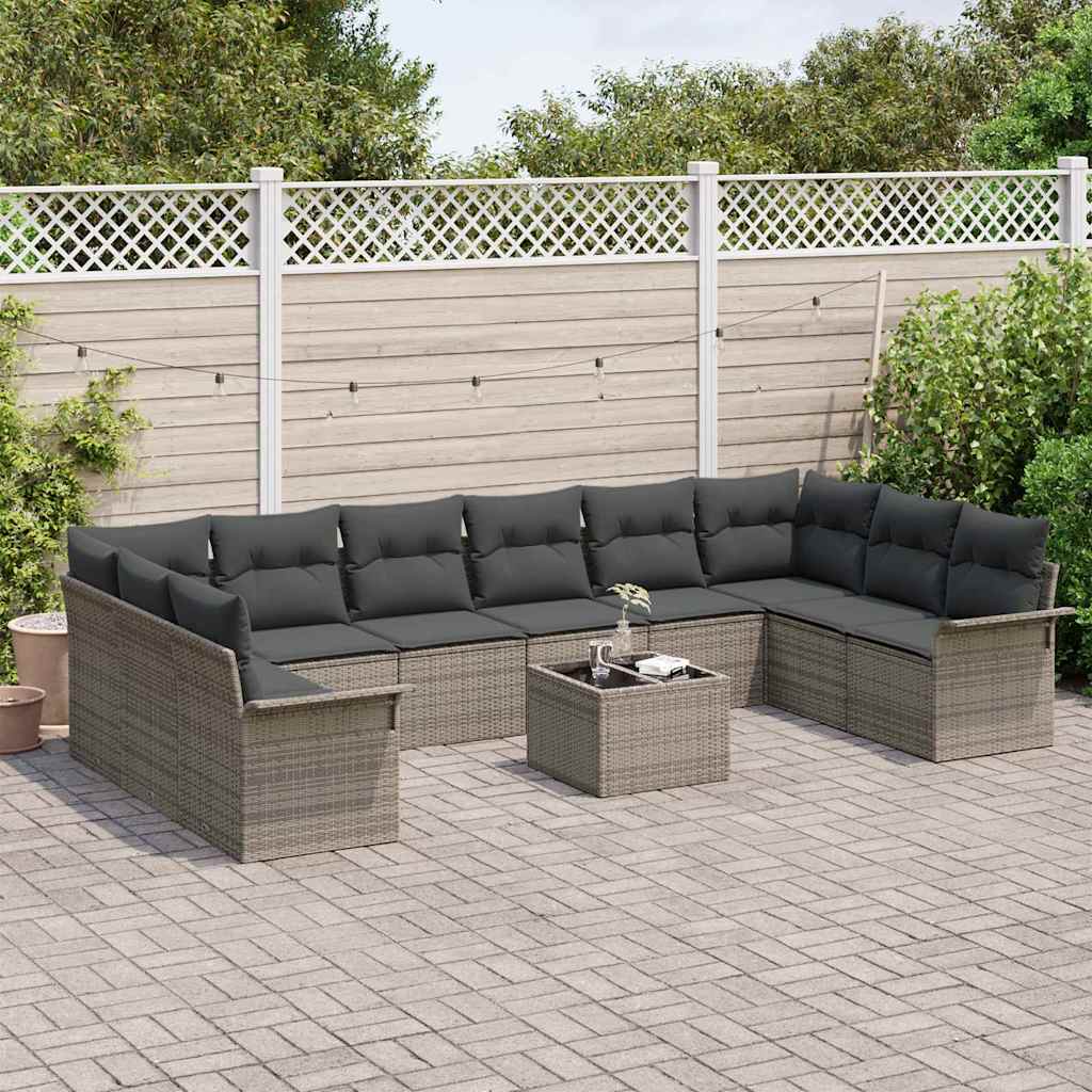 Set Divano da Giardino con archiviazione 11 pcs Nero polyrattan | homemem39