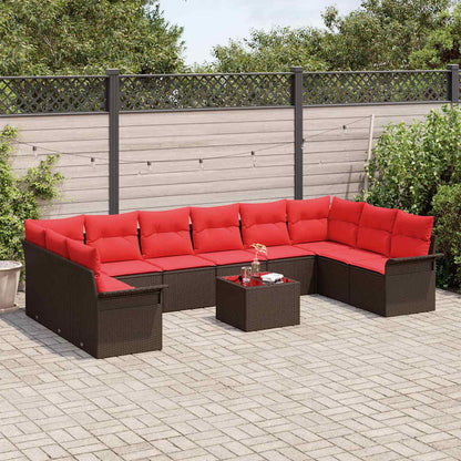 Set Divano da Giardino 11 pcs Marrone polyrattan | homemem39