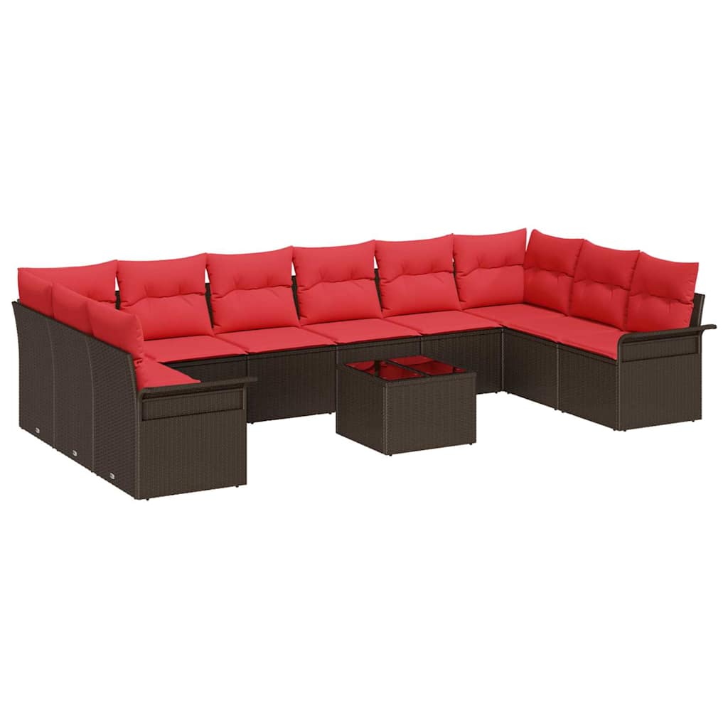 Set Divano da Giardino 11 pcs Marrone polyrattan | homemem39