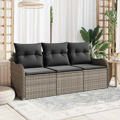 Set Divano da Giardino 3 pcs Grigio Poly Rattan | homemem39