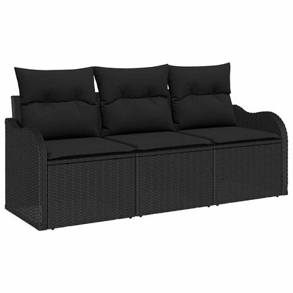 Set Divano da Giardino con archiviazione 3 pcs Nero Poly Rattan | homemem39