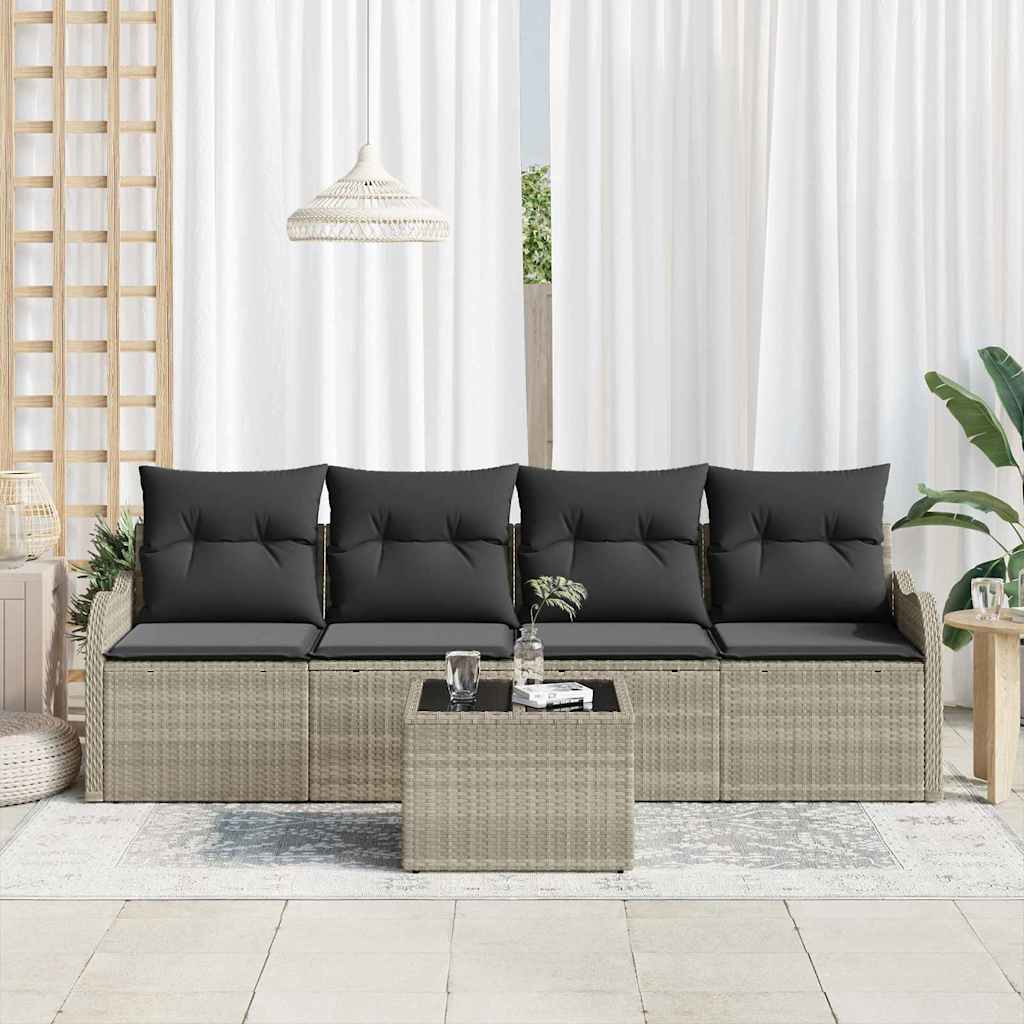 Set Divano da Giardino 5 pcs Grigio chiaro e grigio scuro | homemem39