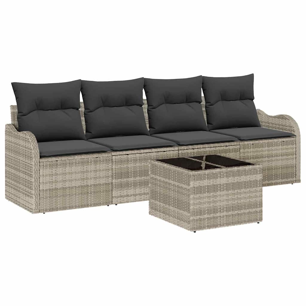 Set Divano da Giardino 5 pcs Grigio chiaro e grigio scuro | homemem39