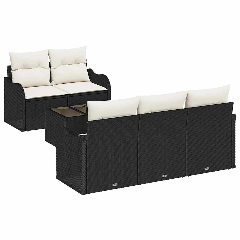 Set Divano da Giardino con cuscino 6 pcs Nero e Crema | homemem39
