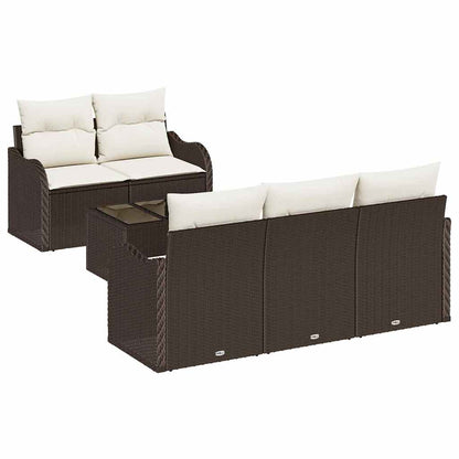 Set Divano da Giardino con cuscino 6 pcs Marrone e Crema | homemem39