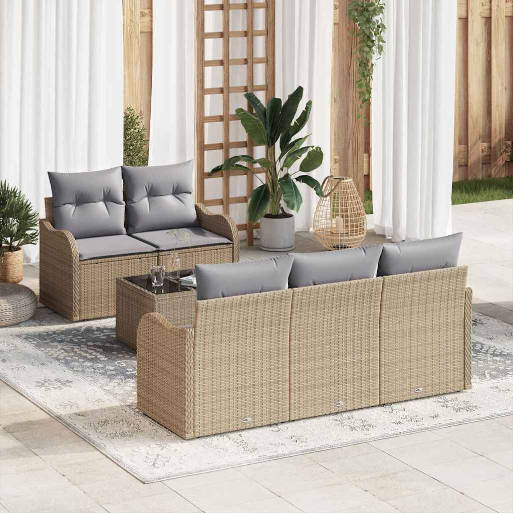 Set Divano da Giardino con cuscino 6 pcs Beige e grigio | homemem39
