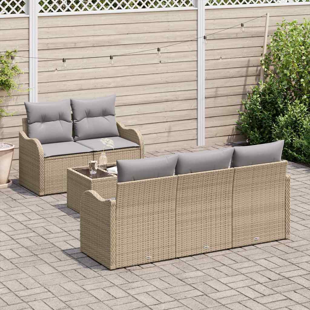 Set Divano da Giardino con cuscino 6 pcs Beige e grigio | homemem39