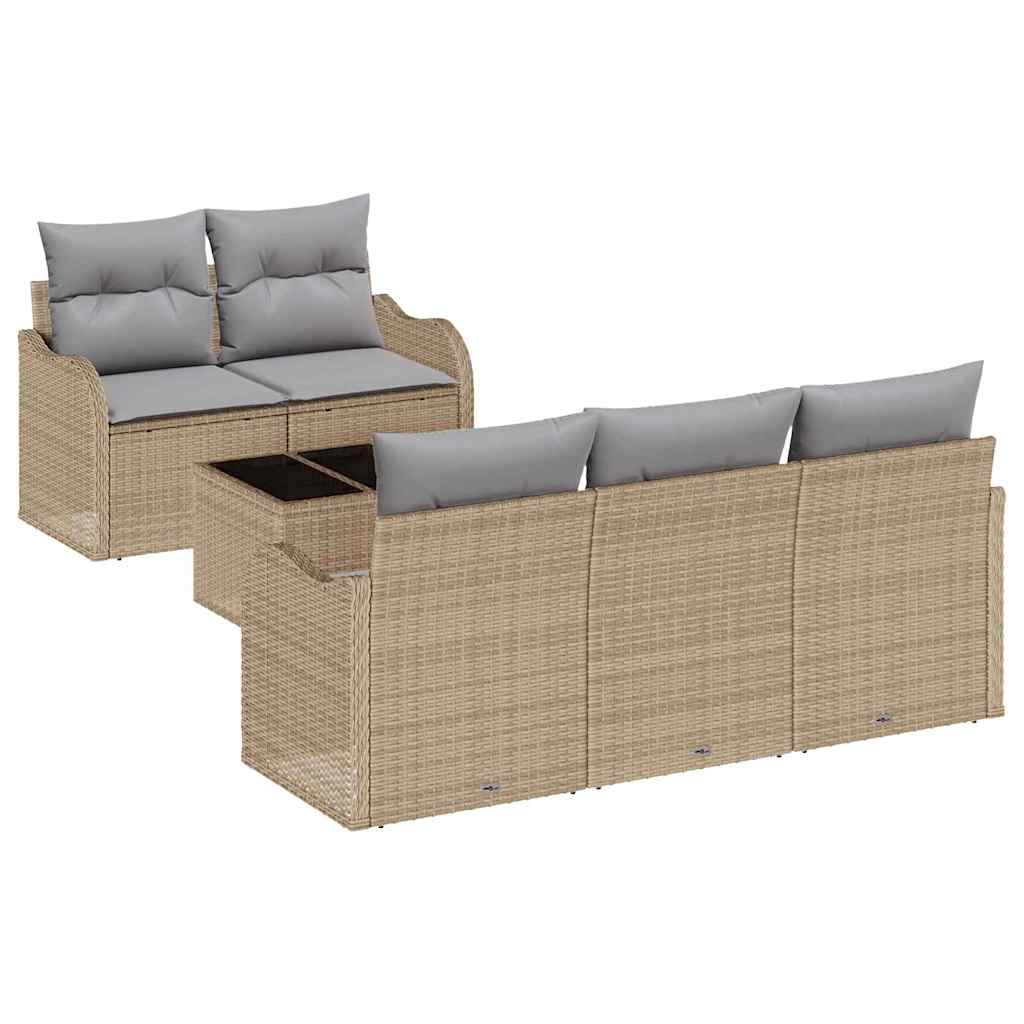 Set Divano da Giardino con cuscino 6 pcs Beige e grigio | homemem39