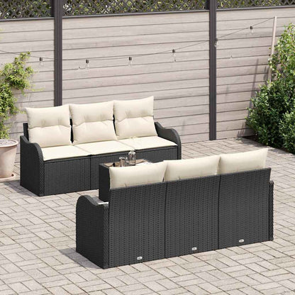 Set Divano da Giardino con cuscino 7 pcs Nero e Crema | homemem39