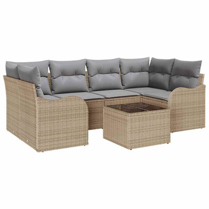 Set Divano da Giardino con cuscino 7 pcs Beige e grigio | homemem39