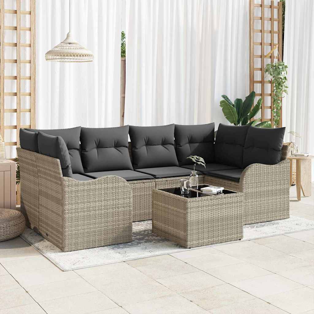 Set Divano da Giardino 7 pcs Grigio chiaro e grigio scuro | homemem39