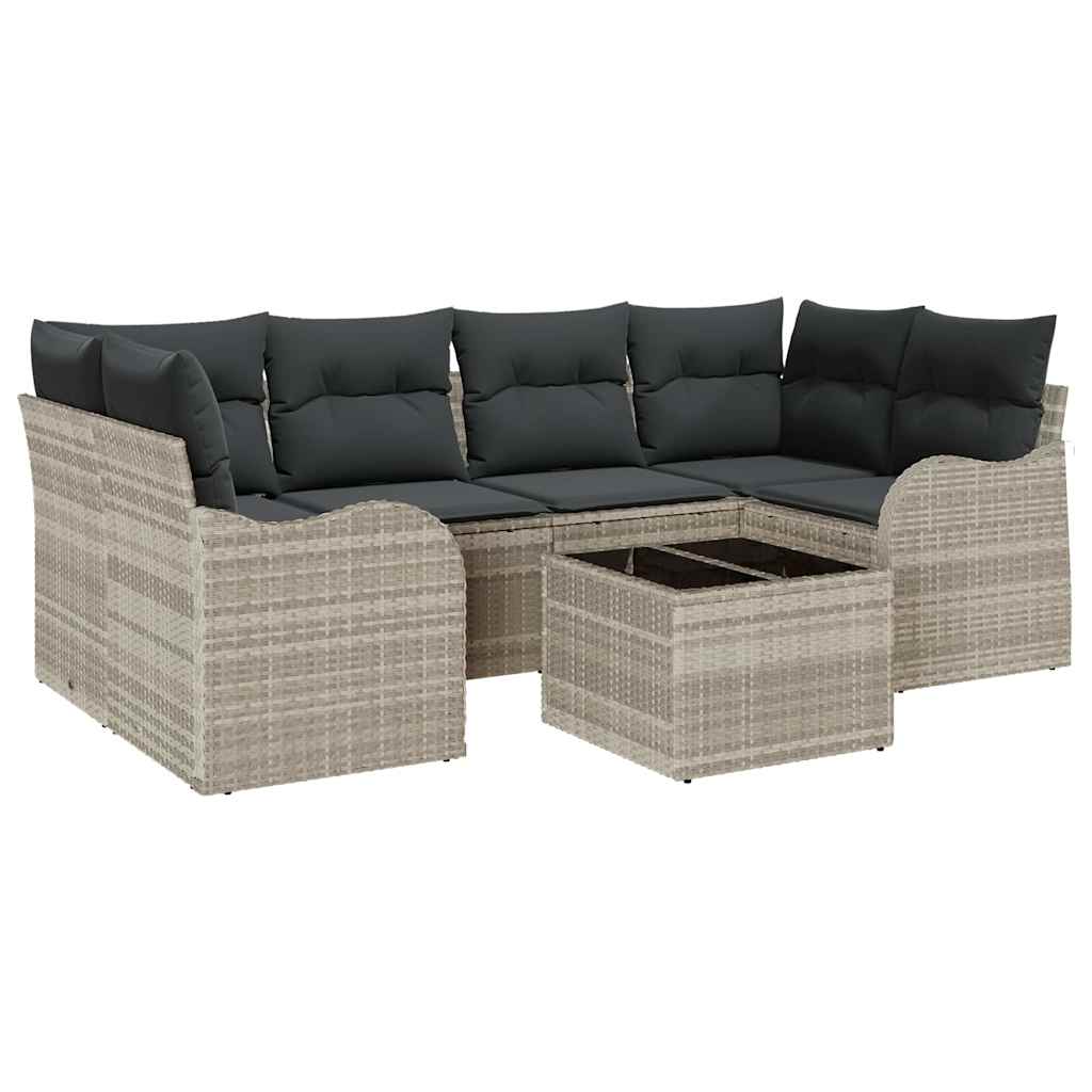 Set Divano da Giardino 7 pcs Grigio chiaro e grigio scuro | homemem39