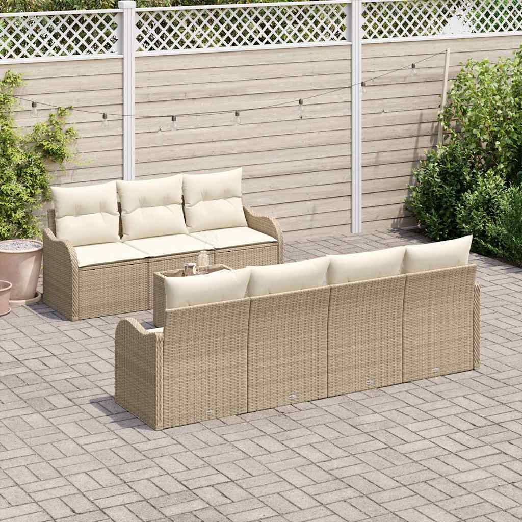 Set Divano da Giardino con cuscino 8 pcs Beige e Crema | homemem39