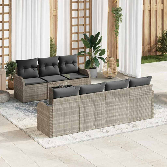 Set Divano da Giardino 8 pcs Grigio chiaro e grigio scuro