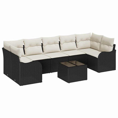 Set Divano da Giardino con cuscino 8 pcs Nero e Crema | homemem39