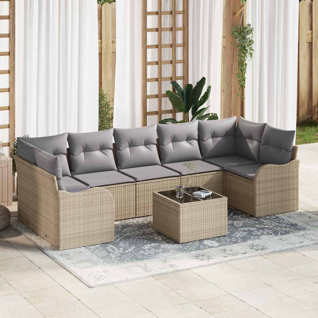 Set Divano da Giardino con cuscino 8 pcs Beige e grigio | homemem39