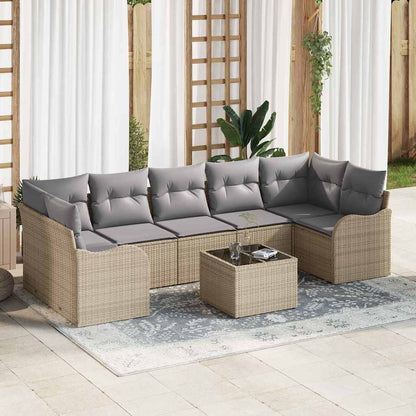 Set Divano da Giardino con cuscino 8 pcs Beige e grigio | homemem39