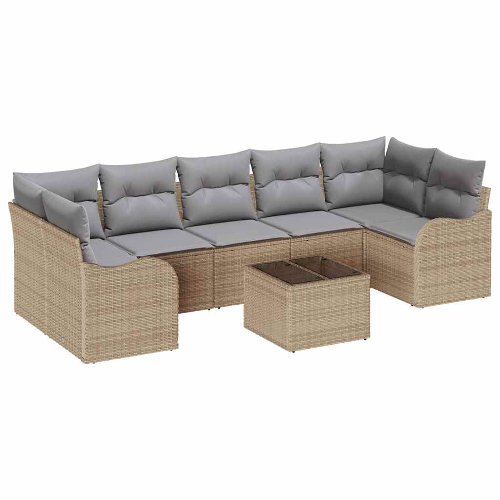 Set Divano da Giardino con cuscino 8 pcs Beige e grigio | homemem39