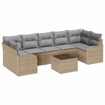Set Divano da Giardino con cuscino 8 pcs Beige e grigio | homemem39